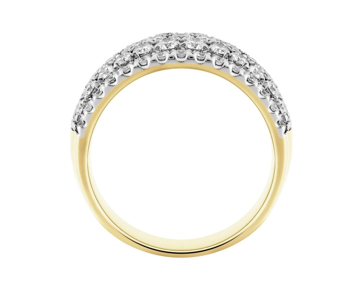 14 K Rhodium-Plated Yellow Gold Ring with Diamonds - 1,50 ct - fineness 14 K