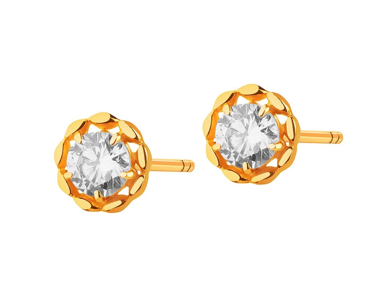 9 K Yellow Gold Earrings with Cubic Zirconia