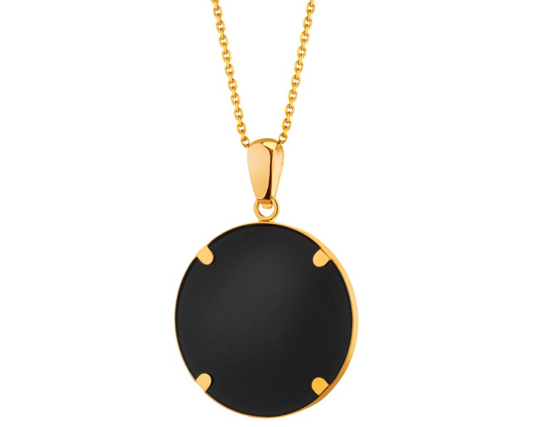 8 K Yellow Gold Pendant with Onyx