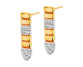 14 K Rhodium-Plated Yellow Gold Dangling Earring with Cubic Zirconia