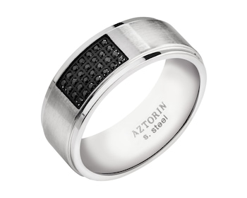 Stainless Steel Band Ring with Cubic Zirconia