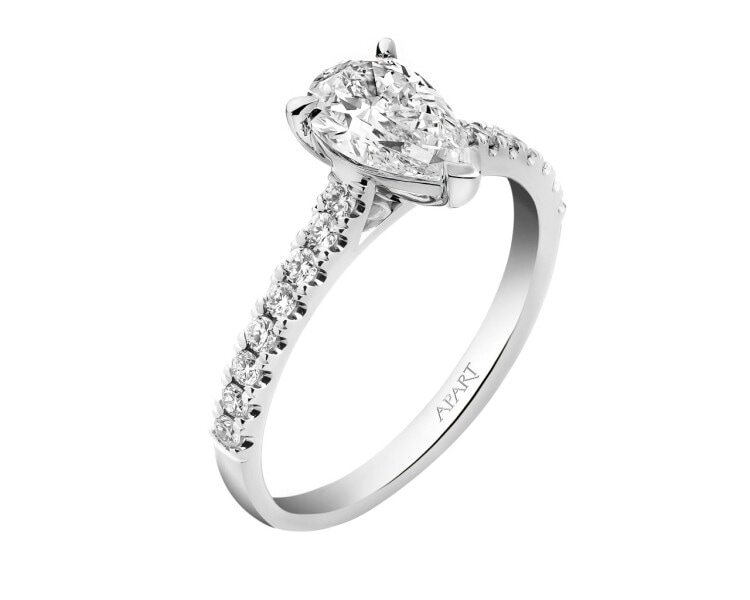 18 K Rhodium-Plated White Gold Ring 1,25 ct - fineness 18 K