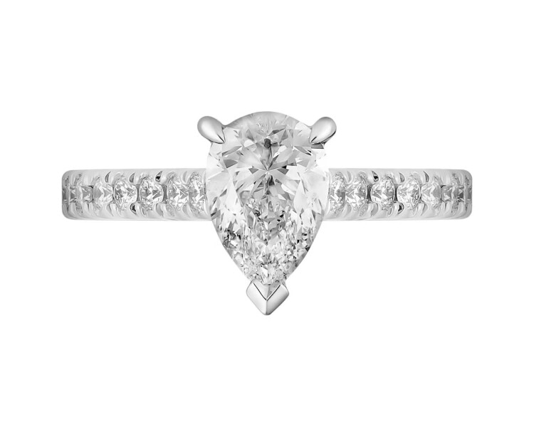 18 K Rhodium-Plated White Gold Ring 1,25 ct - fineness 18 K