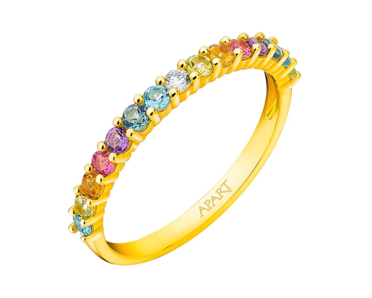 9 K Yellow Gold Ring with Diamond - fineness 14 K