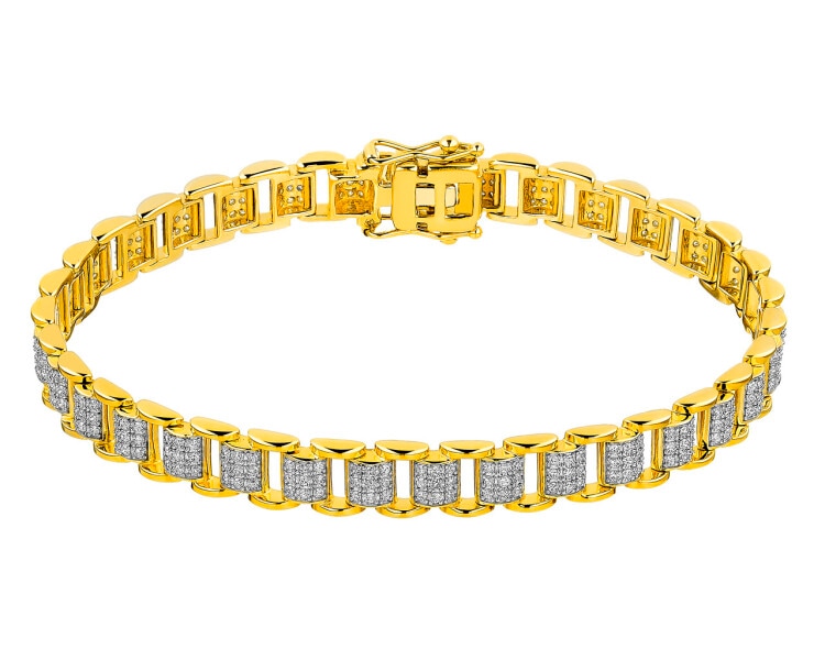 14 K Rhodium-Plated Yellow Gold Bracelet with Diamonds 1 ct - fineness 14 K