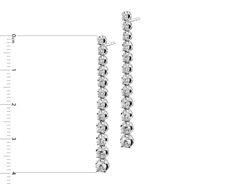 18 K Rhodium-Plated White Gold Dangling Earring with Diamonds 1 ct - fineness 18 K