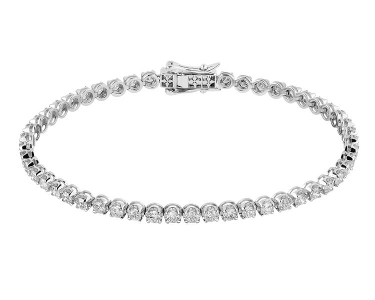 18 K Rhodium-Plated White Gold Tennis Bracelet with Diamonds 3,50 ct - fineness 18 K