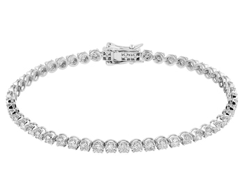 18 K Rhodium-Plated White Gold Tennis Bracelet with Diamonds 3,50 ct - fineness 18 K