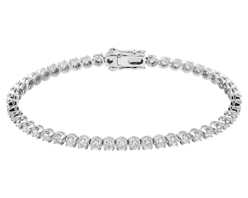 18 K Rhodium-Plated White Gold Tennis Bracelet with Diamonds 4 ct - fineness 18 K