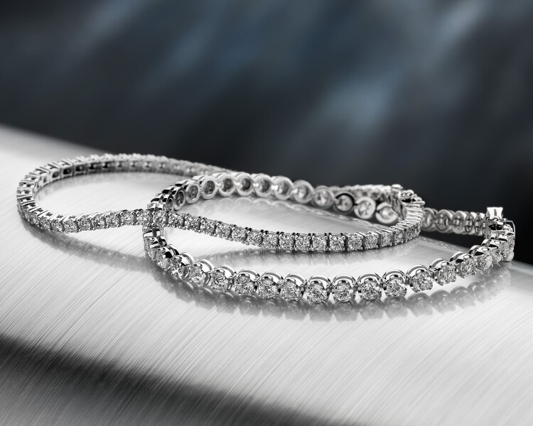 18 K Rhodium-Plated White Gold Tennis Bracelet with Diamonds - 5,00 ct - fineness 18 K