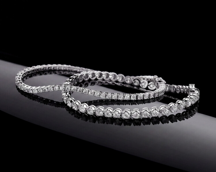 18 K Rhodium-Plated White Gold Tennis Bracelet with Diamonds - 5,00 ct - fineness 18 K