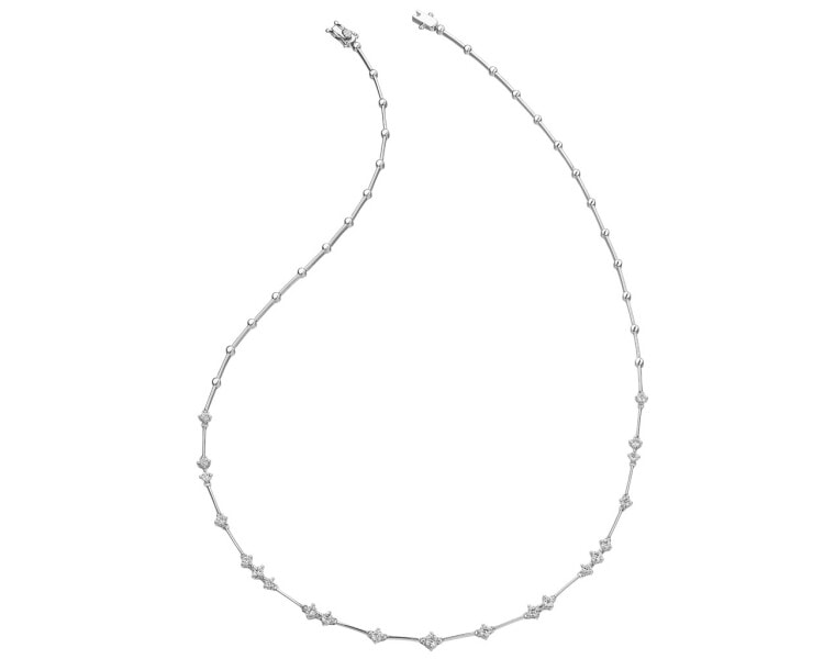 18 K Rhodium-Plated White Gold Necklace with Diamonds 1,12 ct - fineness 18 K