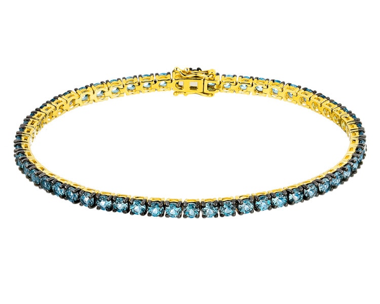 585 Yellow Gold Ruthenium-Plated Tennis Bracelet with Black Diamond, Treated - fineness 585