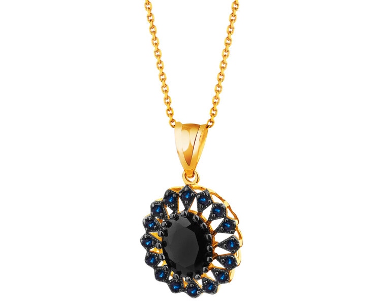 585 Yellow Gold/Black Rhodium Pendant with Cubic Zirconia