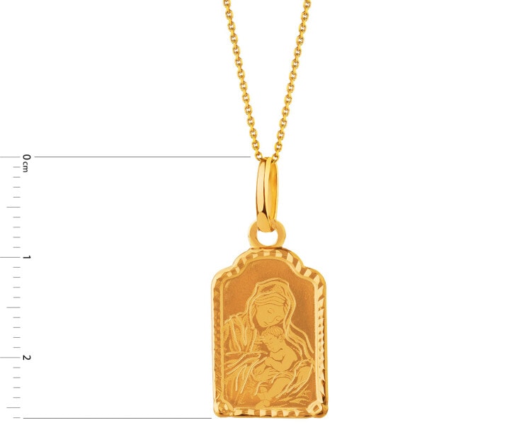 Złota zawieszka - medalik Matka Boska z dzieciątkiem Jezus