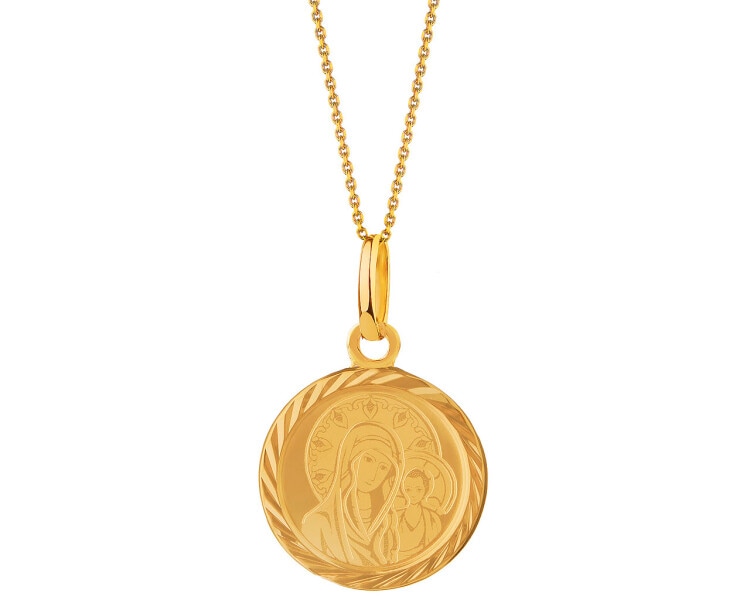 Złota zawieszka - medalik Matka Boska z dzieciątkiem Jezus