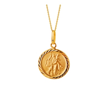 Złota zawieszka - medalik św. Krzysztof z dzieciątkiem Jezus