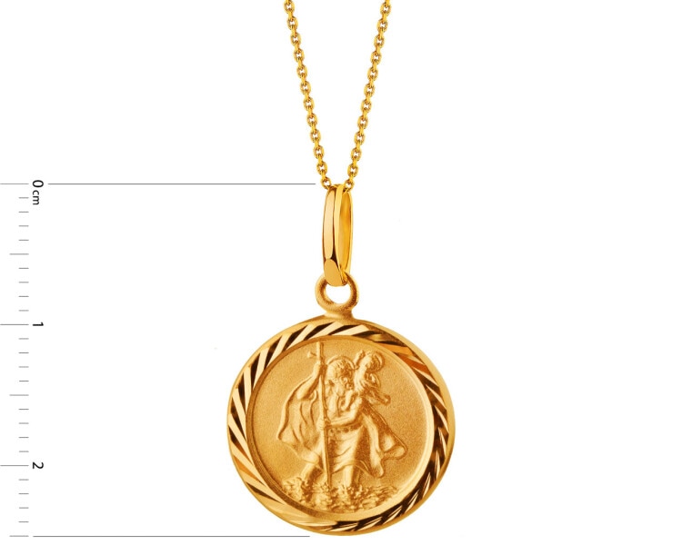 Złota zawieszka - medalik św. Krzysztof z dzieciątkiem Jezus