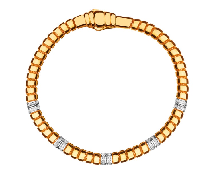 14 K Rhodium-Plated Yellow Gold Bracelet with Cubic Zirconia