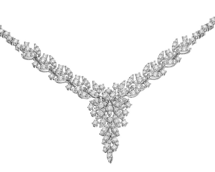 18 K Rhodium-Plated White Gold Necklace with Diamonds 4,99 ct - fineness 18 K