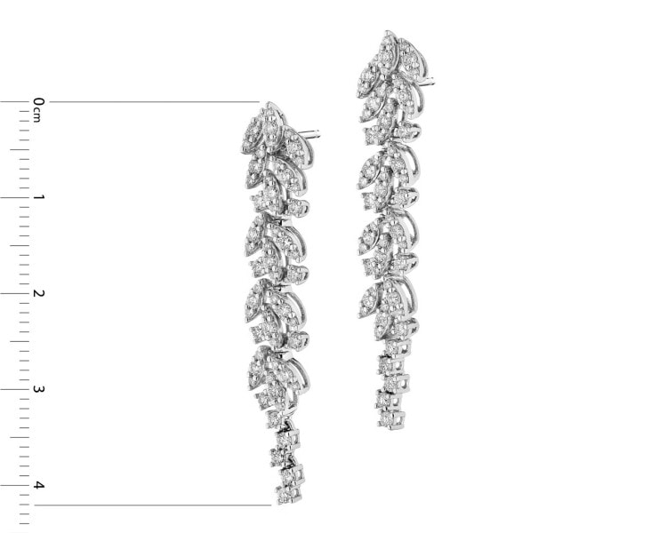 18 K Rhodium-Plated White Gold Dangling Earring with Diamonds 1,30 ct - fineness 18 K