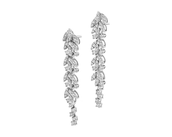 18 K Rhodium-Plated White Gold Dangling Earring with Diamonds 1,30 ct - fineness 18 K