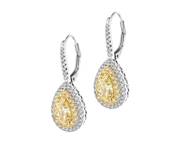 18 K Rhodium-Plated White Gold Dangling Earring with Diamonds 2,77 ct - fineness 750