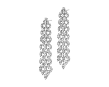 18 K Rhodium-Plated White Gold Dangling Earring with Diamonds 5,46 ct - fineness 18 K