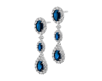 18 K Rhodium-Plated White Gold Earrings with Diamonds - fineness 18 K