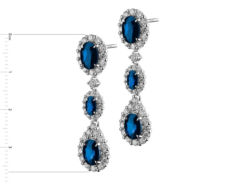 18 K Rhodium-Plated White Gold Earrings with Diamonds - fineness 18 K