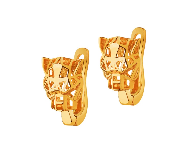 8 K Yellow Gold Earrings with Cubic Zirconia