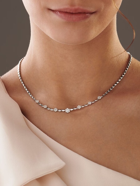 750 Rhodium-Plated White Gold Necklace with Diamonds 0,63 ct - fineness 14 K