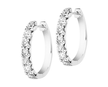14 K Rhodium-Plated White Gold Hoop Earring with Diamonds 2,01 ct - fineness 14 K