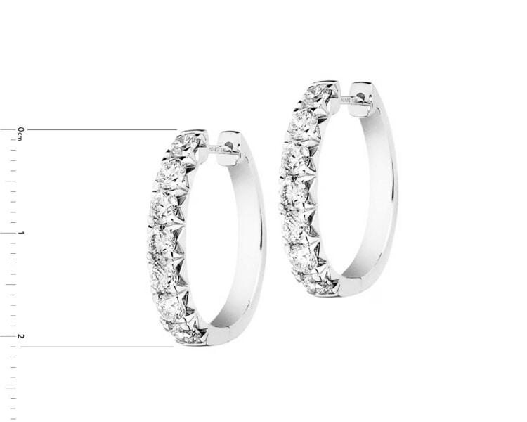14 K Rhodium-Plated White Gold Hoop Earring with Diamonds 2,01 ct - fineness 14 K