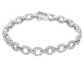 14 K Rhodium-Plated White Gold Bracelet with Diamonds 3 ct - fineness 14 K