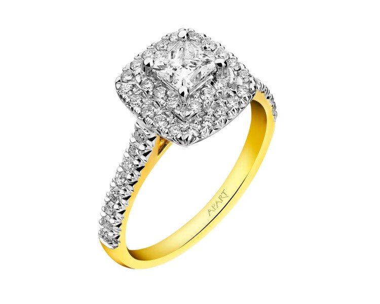 Prsten ze žlutého a bílého zlata s diamanty 1 ct - ryzost 585