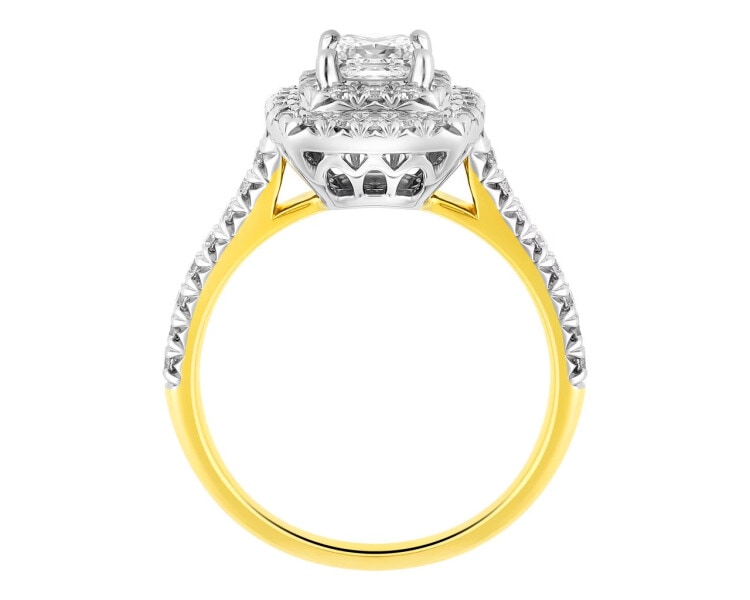 Prsten ze žlutého a bílého zlata s diamanty 1 ct - ryzost 585