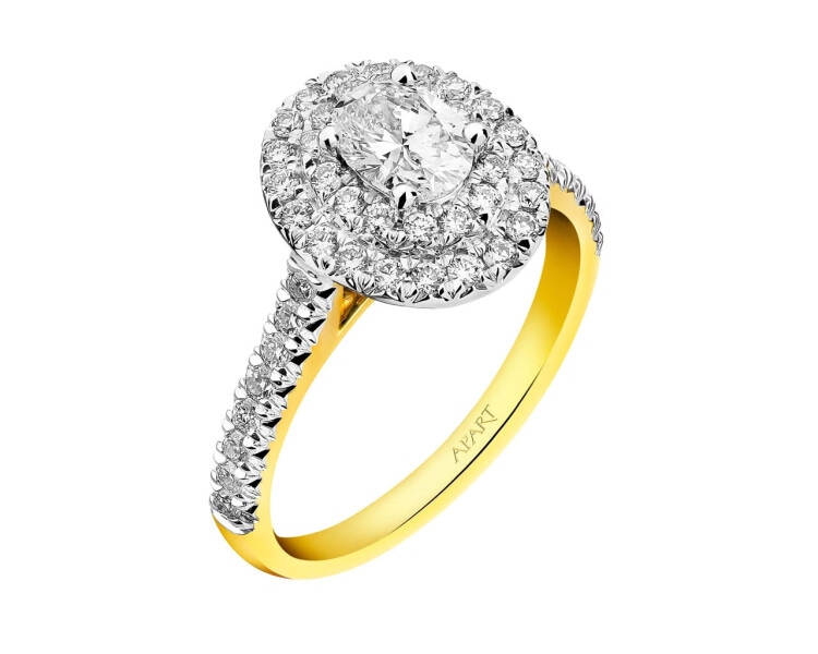 Prsten ze žlutého a bílého zlata s diamanty SI1/H 1 ct - ryzost 585