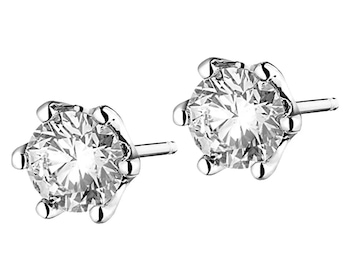 14 K Rhodium-Plated White Gold Earrings with Diamonds 0,90 ct - fineness 14 K