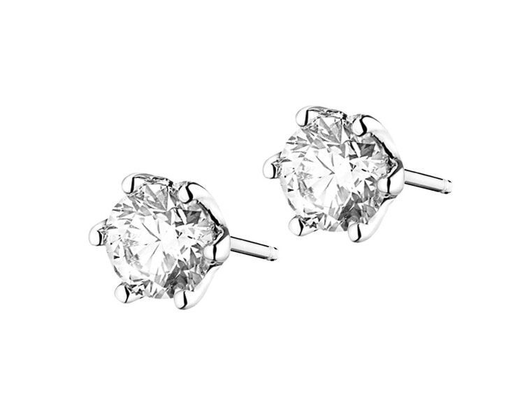 14 K Rhodium-Plated White Gold Earrings with Diamonds 1 ct - fineness 14 K