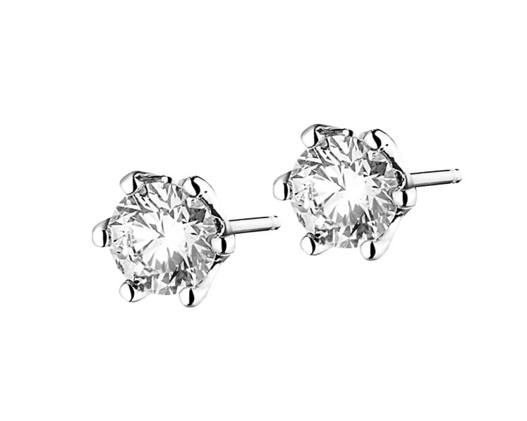 14 K Rhodium-Plated White Gold Earrings with Diamonds 0,90 ct - fineness 14 K