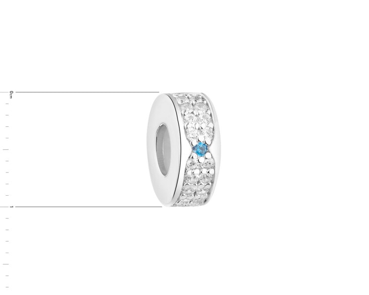 Rhodium Plated Silver Stopper Bead with Cubic Zirconia