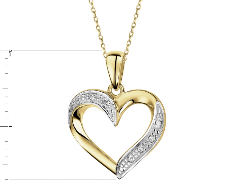 Zlatý přívěsek s diamanty - srdce - 0,02 ct - ryzost 585
