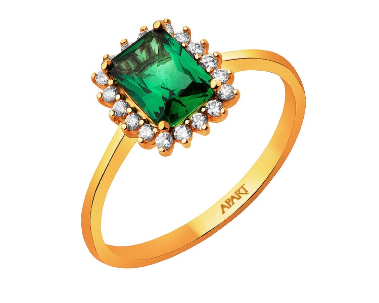 14 K Yellow Gold Ring with Synthetic Emerald