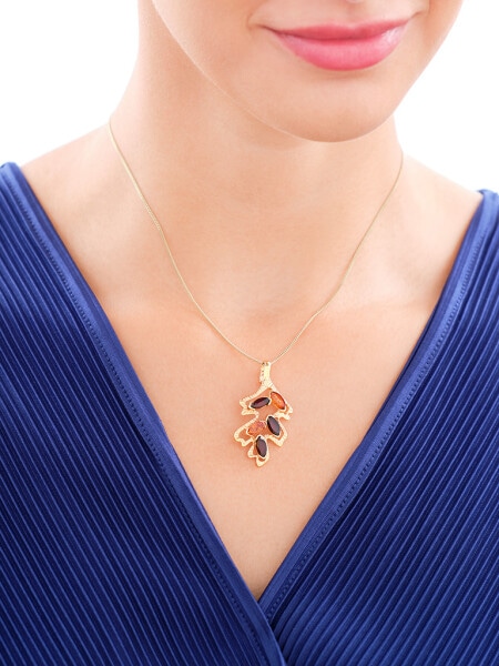 Gold-Plated Silver Pendant with Amber