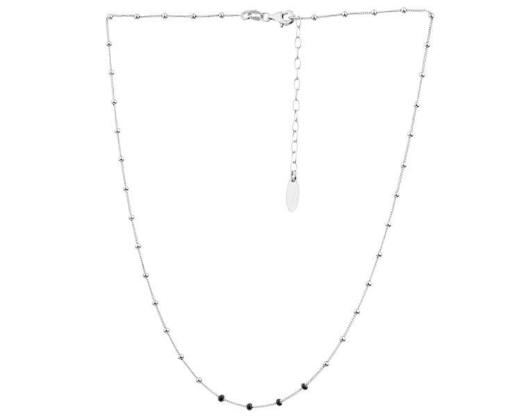 Rhodium Plated Silver Necklace with Enamel