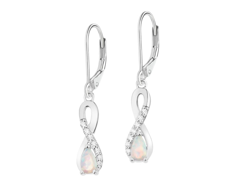 Stříbrné náušnice s opálem a zirkony