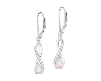 Stříbrné náušnice s opálem a zirkony