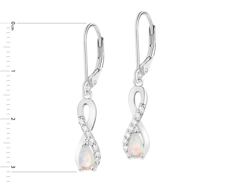 Stříbrné náušnice s opálem a zirkony