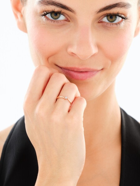9 K Rhodium Plated Rose Gold Ring with Diamonds - 0,01 ct - fineness 9 K